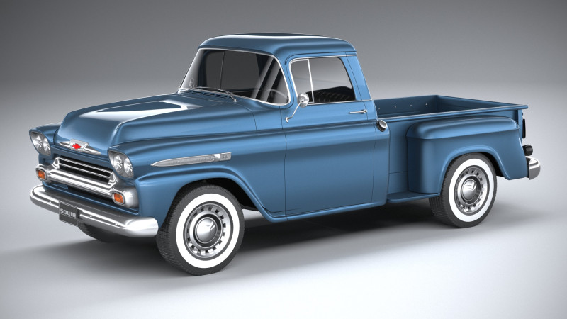 Chevrolet Apache Stepside Pickup 1958 3D 모델 .c4d .max .obj .3ds .fbx .stl .blend