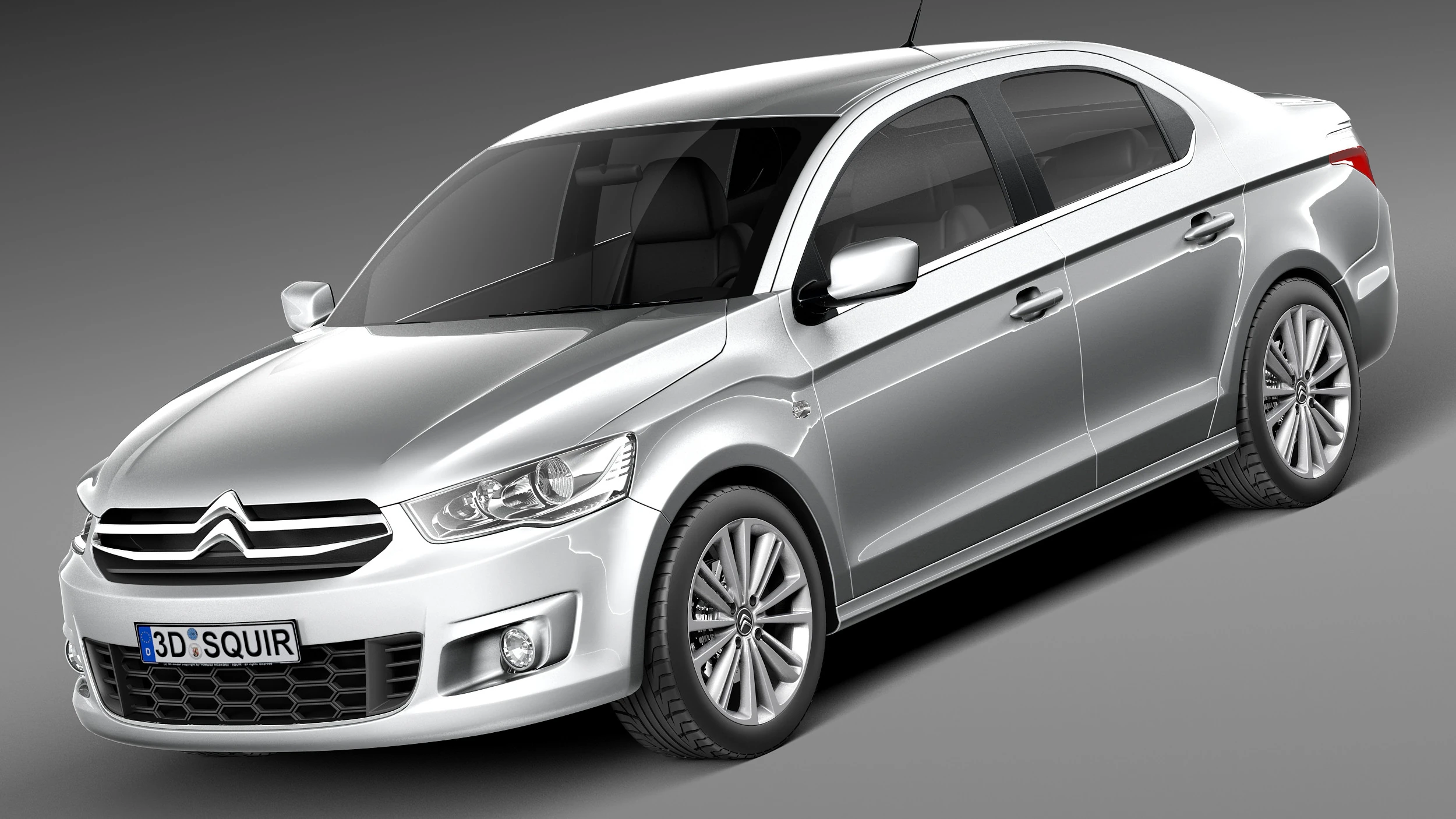 Citroen C-Elysee 2013 3D Model .c4d .max .obj .3ds .fbx .stl .blend 