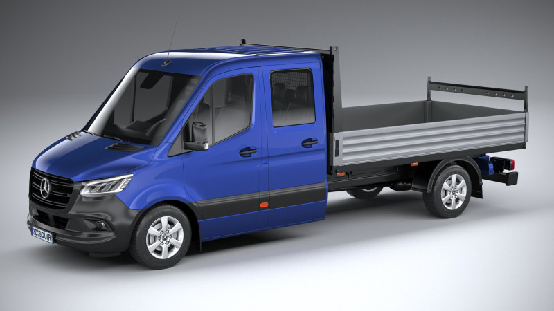 Mercedes-Benz Sprinter Pickup Long 2025 3D Model .c4d .max .obj .3ds .fbx .stl .blend