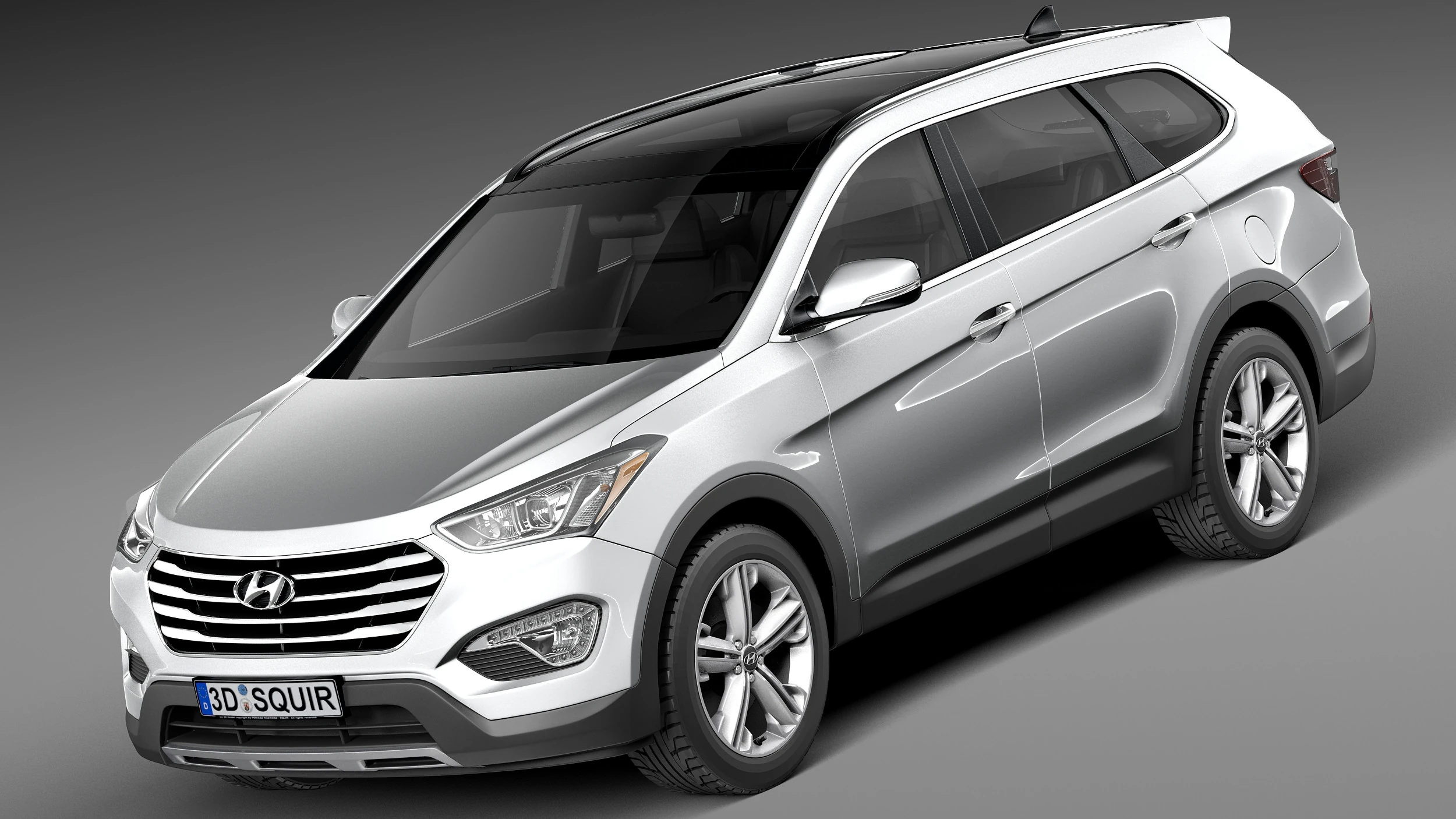 Hyundai Santa Fe 2013 3D Model .c4d .max .obj .3ds .fbx .stl .blend 