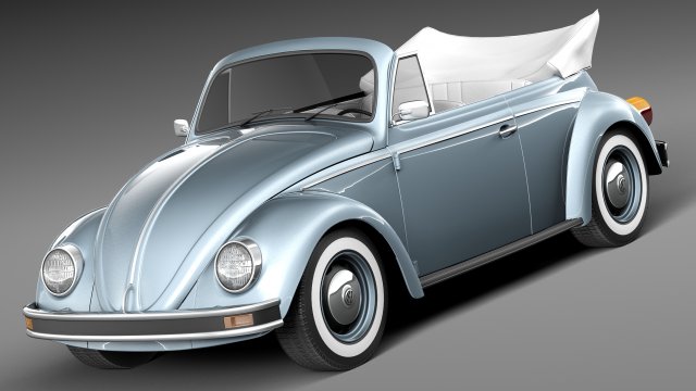 Volkswagen Beetle Convertible 1980 3D 모델 .c4d .max .obj .3ds .fbx .stl .blend 