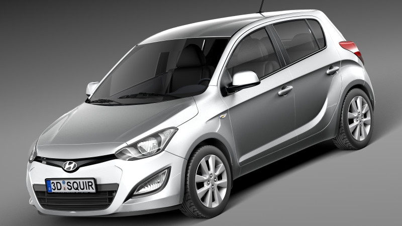 Hyundai I20 5-door 2013 3D 모델 .c4d .max .obj .3ds .fbx .stl .blend 