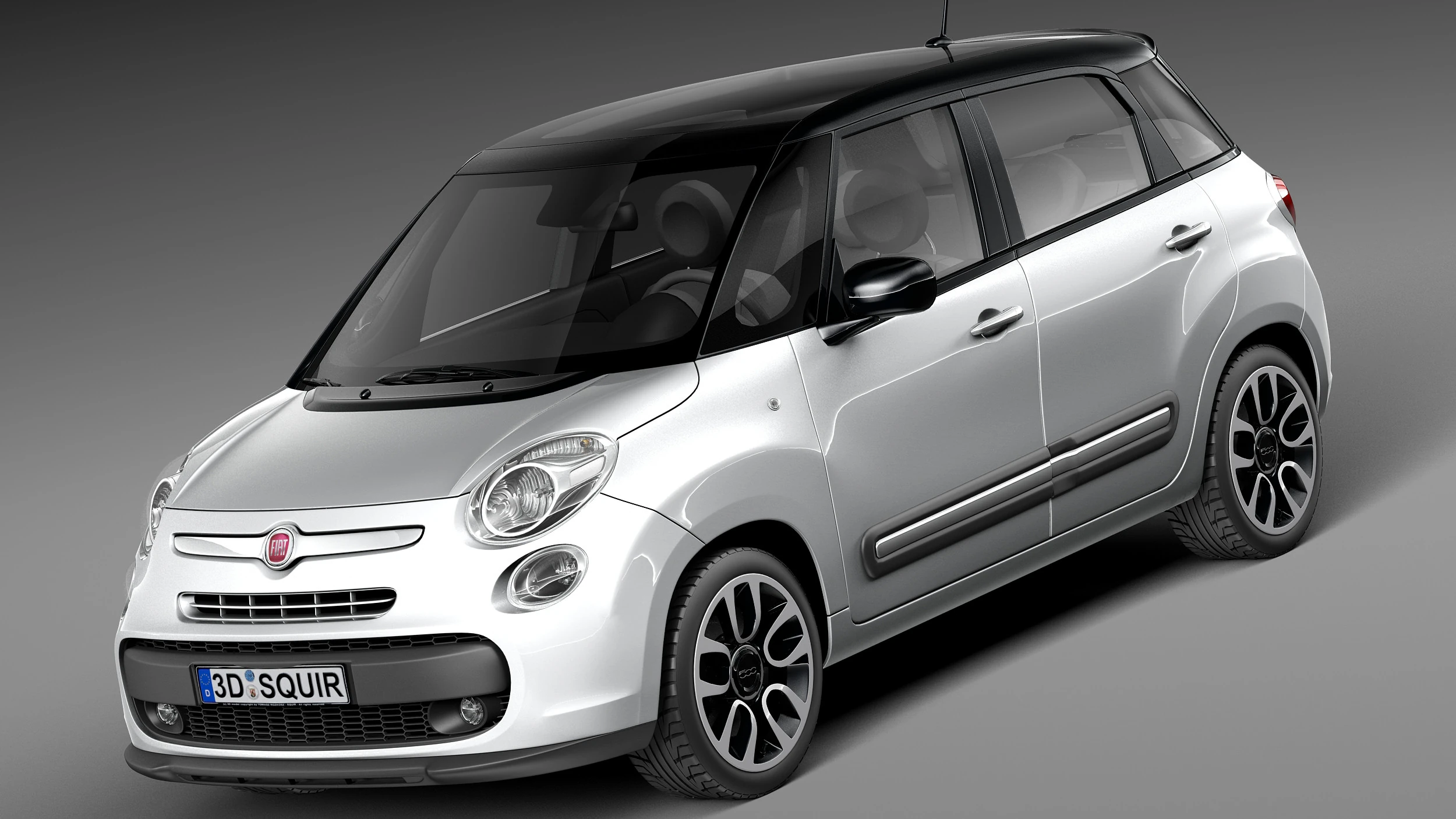Fiat 500L 2013 3D Model .c4d .max .obj .3ds .fbx .stl .blend