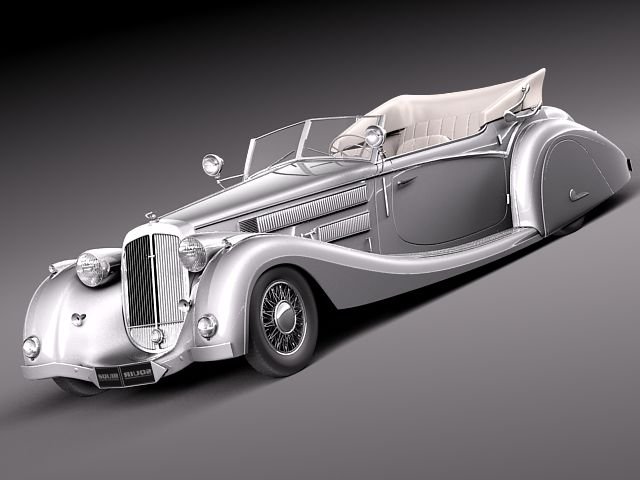 Horch 853a Voll Ruhrbeck Sport Cabriolet 1937 3D Model .c4d .max .obj .3ds .fbx .stl .blend 