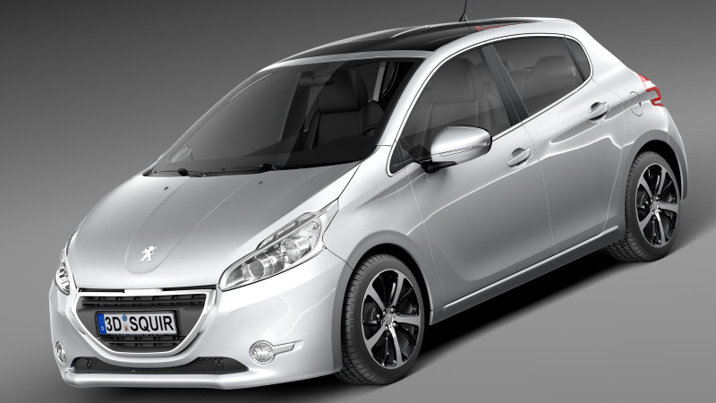 Peugeot 208 5-door 2013 3D Model .c4d .max .obj .3ds .fbx .stl .blend 