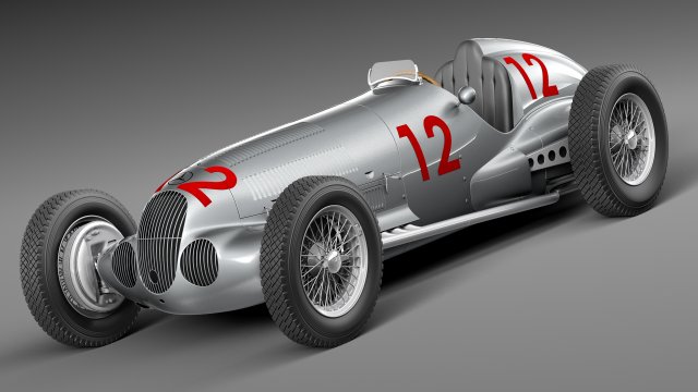 Mercedes-Benz W125 Grand Prix Race Car 3D Model .c4d .max .obj .3ds .fbx .stl .blend 