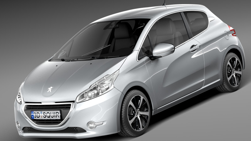 Peugeot 208 3-door 2013 Model 3D .c4d .max .obj .3ds .fbx .stl .blend 