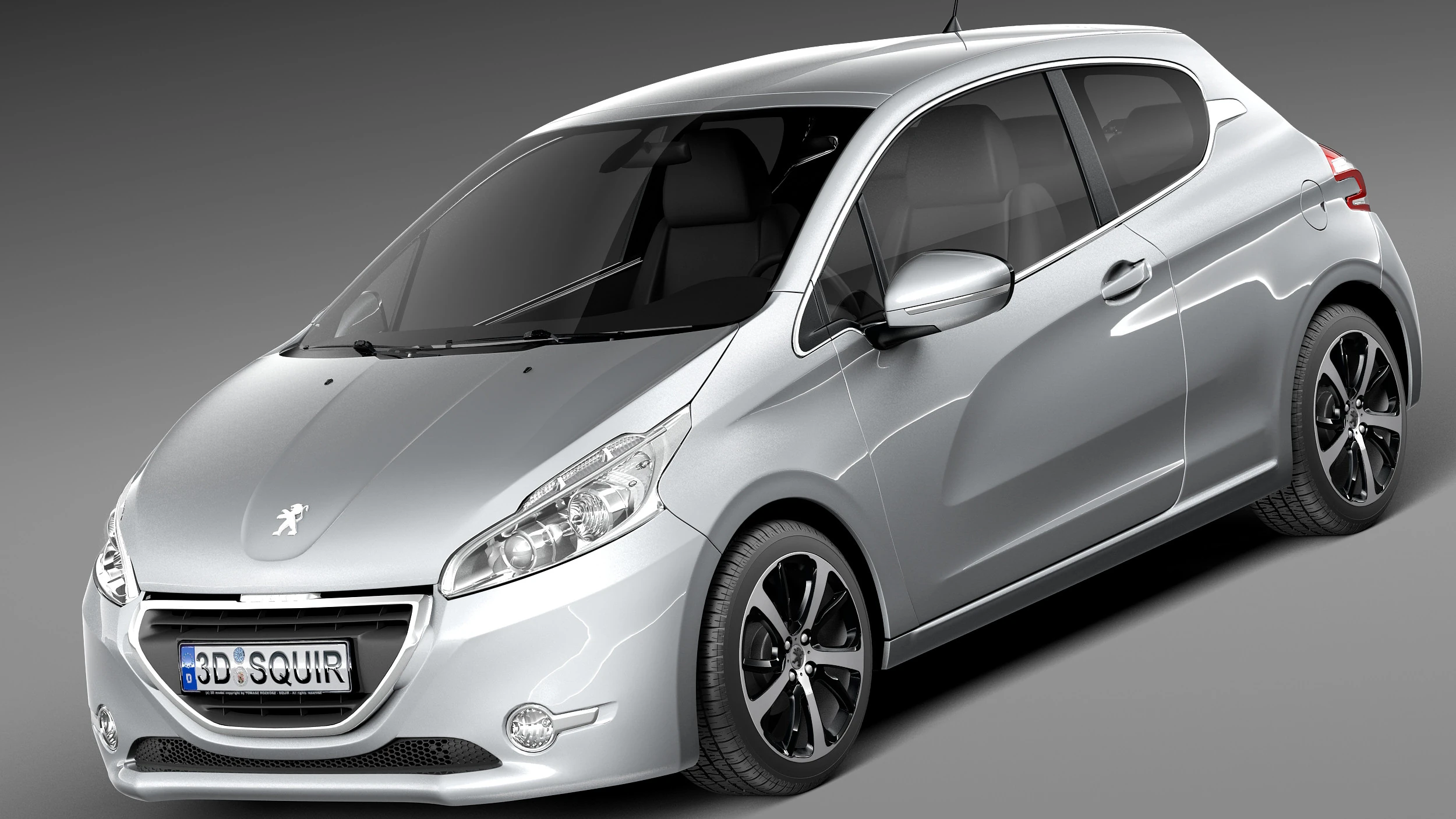 Peugeot 208 3-door 2013 3D Model .c4d .max .obj .3ds .fbx .stl .blend