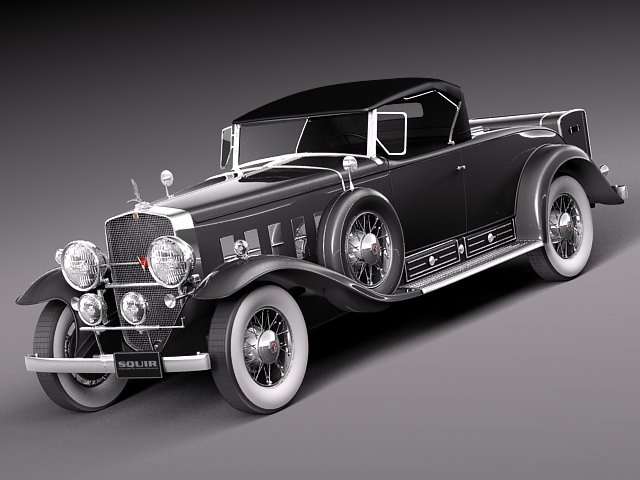 Cadillac V16 Sixteen 1930 Roadster 3D Model .c4d .max .obj .3ds .fbx .stl .blend 