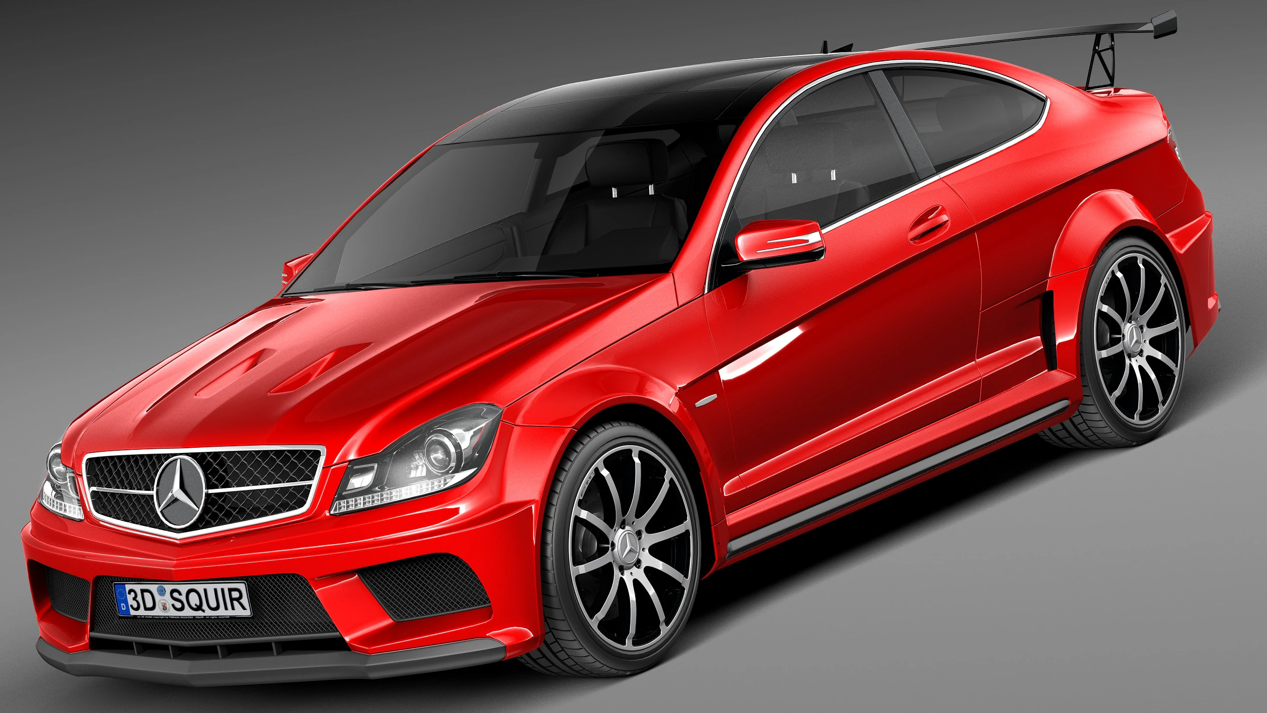 Mercedes-Benz C63 AMG Black 2013 3D Model .c4d .max .obj .3ds .fbx .stl .blend 
