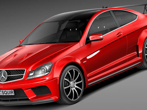 Mercedes-Benz C63 AMG Preto 2013 Modelo 3D