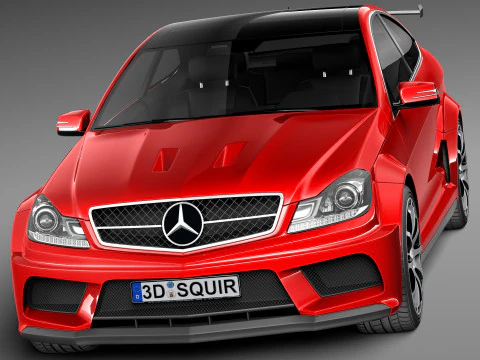 Mercedes-Benz C63 AMG Black 2013 3D Model