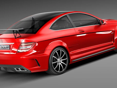 Mercedes-Benz C63 AMG Black 2013 3D Model