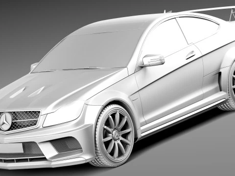 Mercedes-Benz C63 AMG Black 2013 3D Model