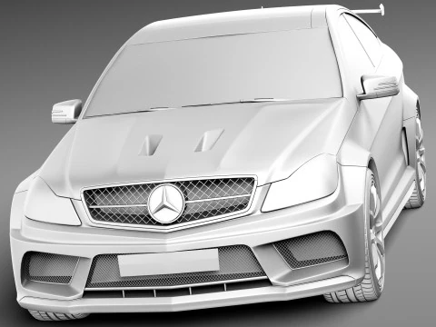 Mercedes-Benz C63 AMG Black 2013 3D Model