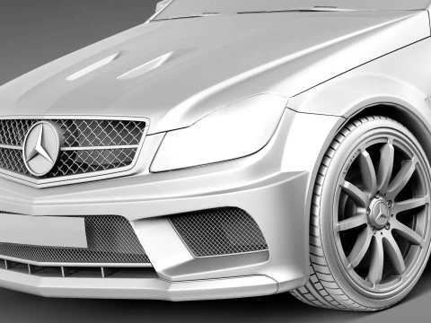 Mercedes-Benz C63 AMG Black 2013 3D Model