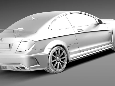 Mercedes-Benz C63 AMG Black 2013 3D Model