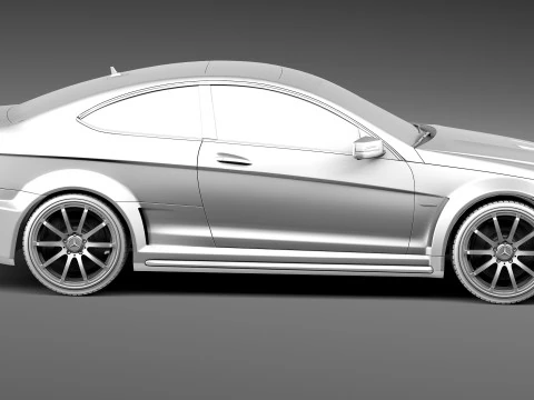Mercedes-Benz C63 AMG Black 2013 3D Model