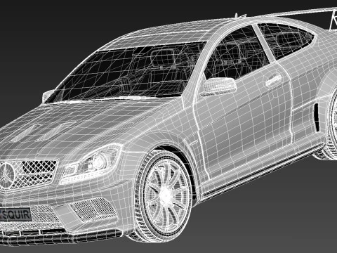 Mercedes-Benz C63 AMG Black 2013 3D Model