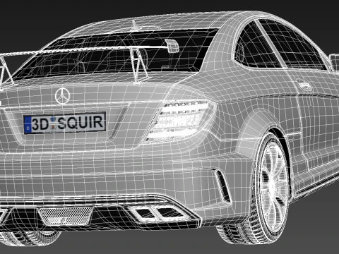 Mercedes-Benz C63 AMG Black 2013 3D Model