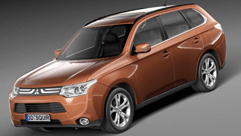 Mitsubishi Outlander 2013 3D Model .c4d .max .obj .3ds .fbx .stl .blend 
