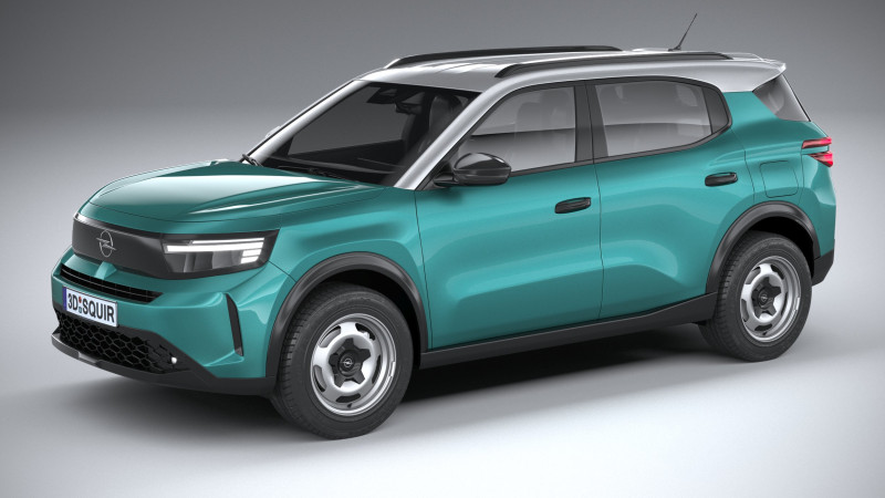 Opel Frontera Hybrid 2025 3D Model .c4d .max .obj .3ds .fbx .stl .blend
