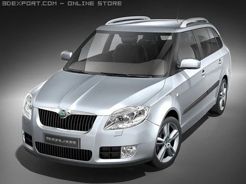 Skoda Fabia Combi 2008 3D Model .c4d .max .obj .3ds .fbx .stl .blend 