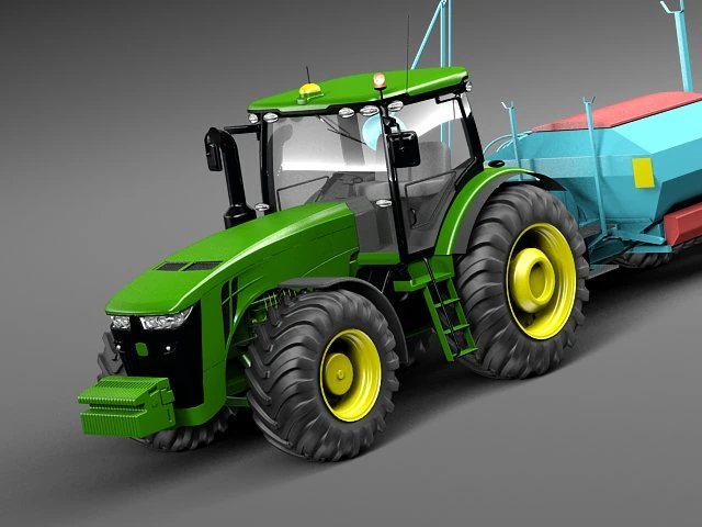 John Deere 8R Tractor 3D Model .c4d .max .obj .3ds .fbx .stl .blend