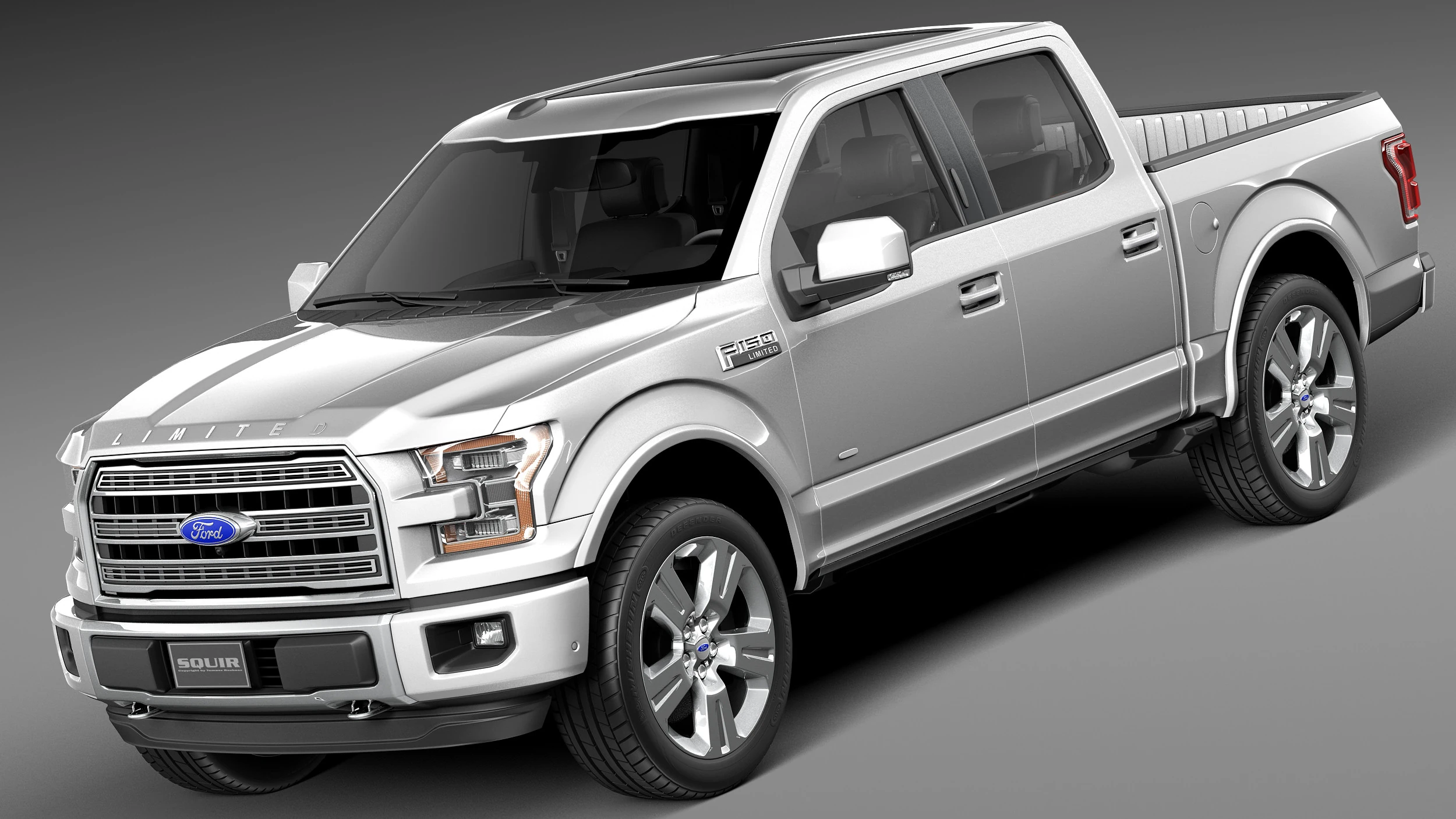 F-150 Crew Cab Limited 2016 3D Model .c4d .max .obj .3ds .fbx .stl .blend 