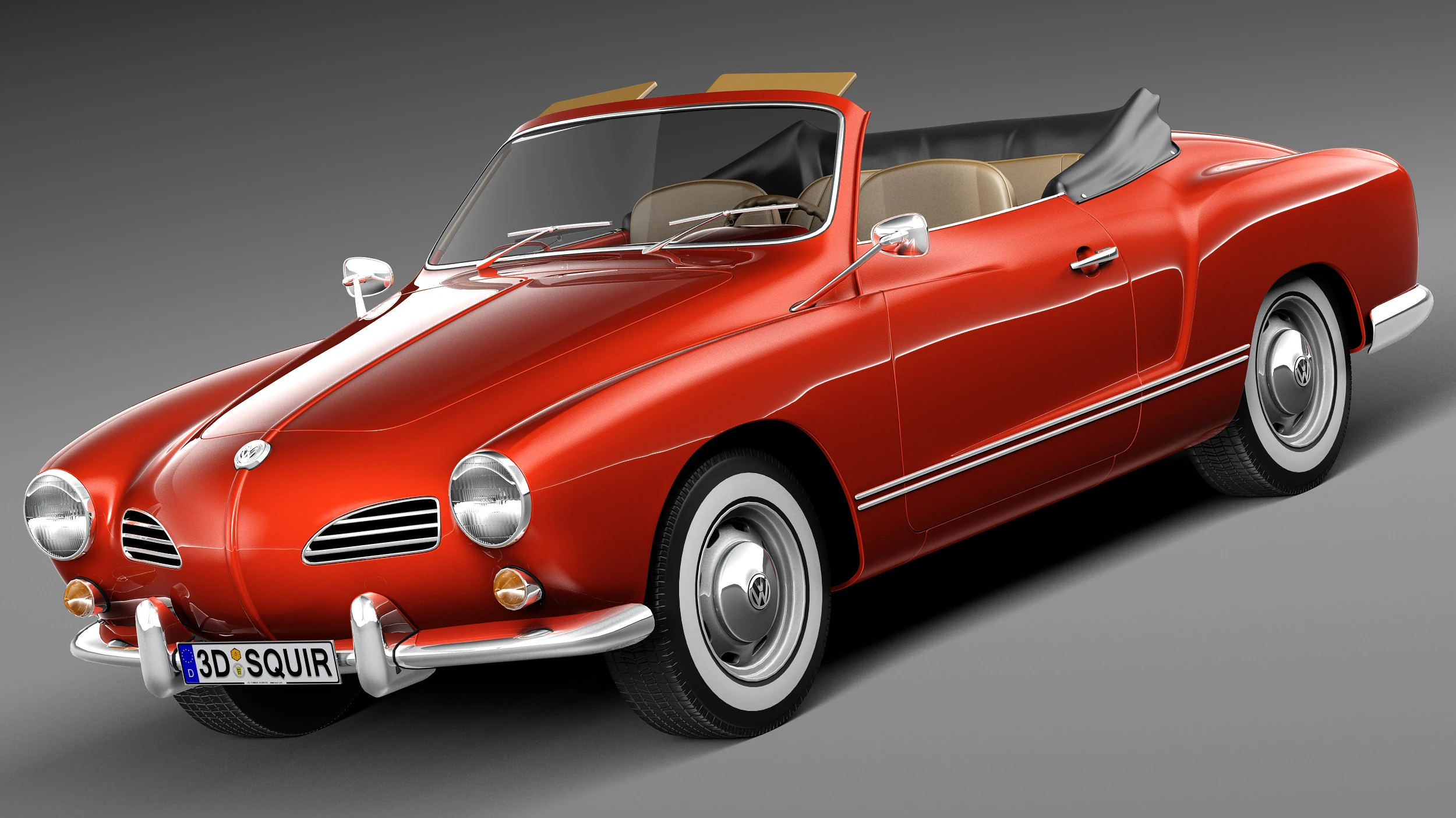 Volkswagen Karmann Ghia Cabrio 1955-1974 3D Model .c4d .max .obj .3ds .fbx .stl .blend 