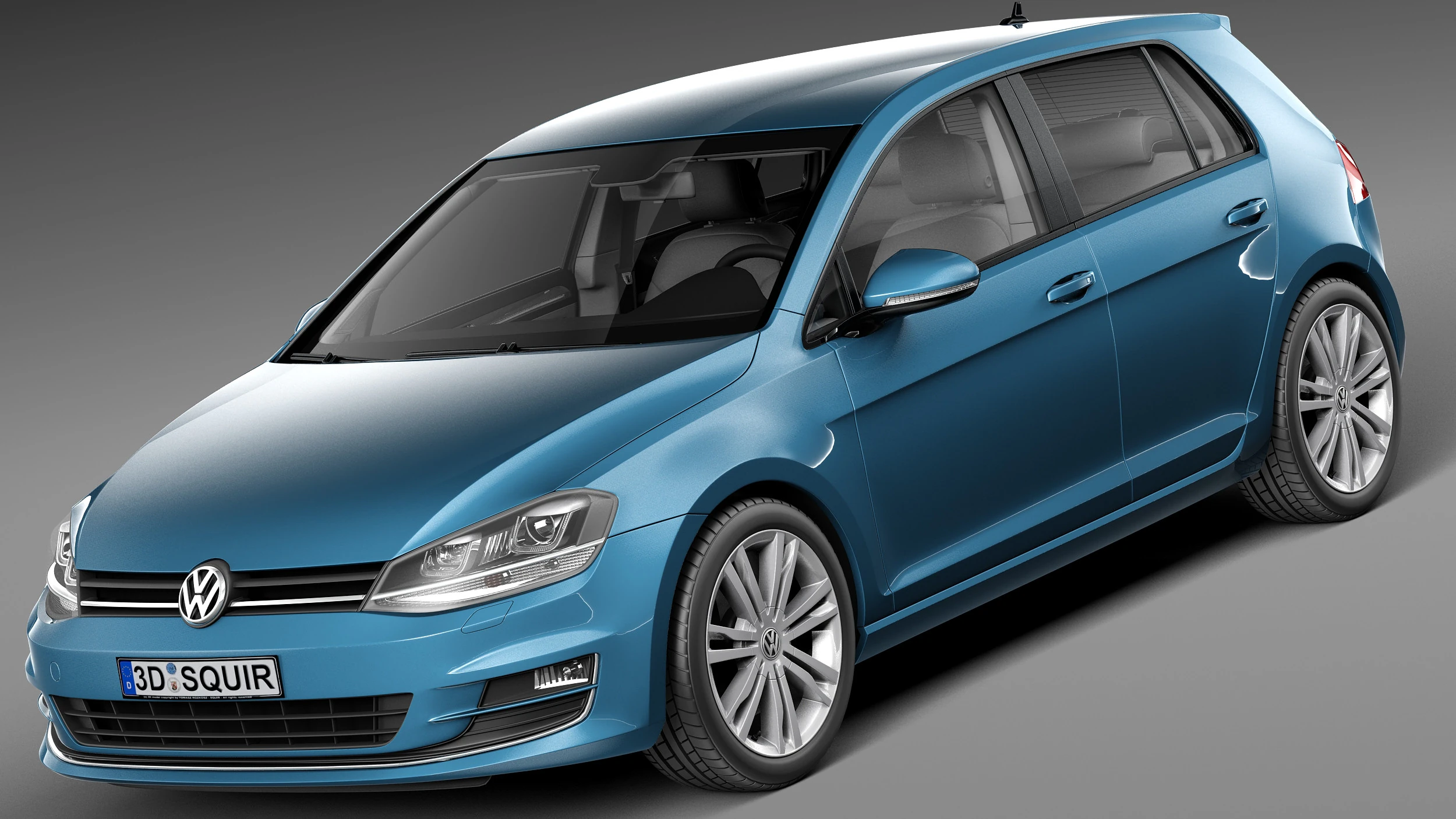 Volkswagen Golf VII 5-door 2013 3D Model .c4d .max .obj .3ds .fbx .stl .blend 