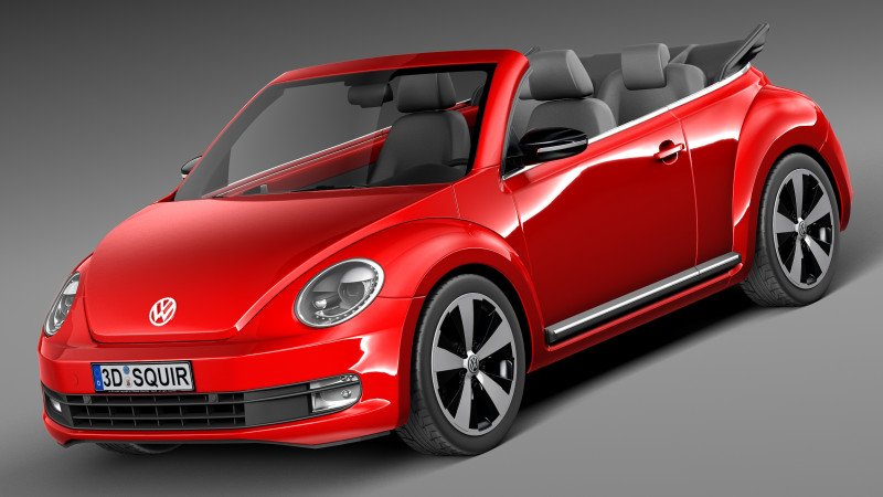 Volkswagen Beetle Convertible 2013 Model 3D .c4d .max .obj .3ds .fbx .stl .blend 