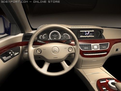 Mercedes-Benz S-class Dashboard 3D Model .c4d .max .obj .3ds .fbx .stl .blend 