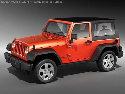 Jeep Wrangler 3-Door 2008 midpoly 3D Model .c4d .max .obj .3ds .fbx .stl .blend
