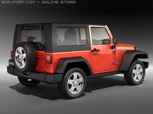 Jeep Wrangler 3-Door 2008 midpoly 3D Model