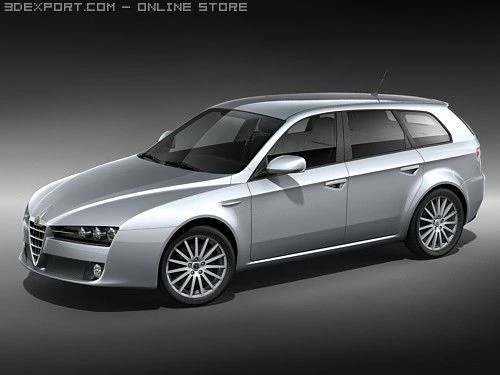 Alfa Romeo 159 SportWagon 3D Model .c4d .max .obj .3ds .fbx .stl .blend 