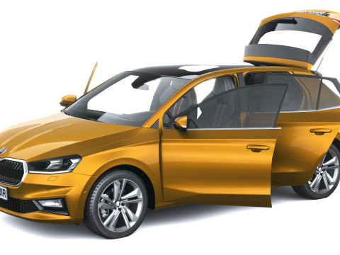 シュコダ ファビア 2025 インテリア付き 3Dモデル