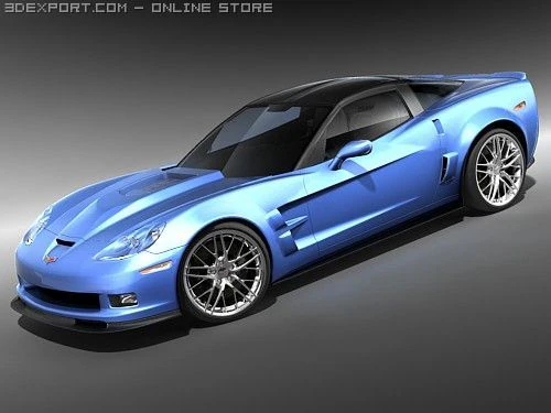 Chevrolet Corvette ZR1 2008 midpoly 3D Model .c4d .max .obj .3ds .fbx .stl .blend 