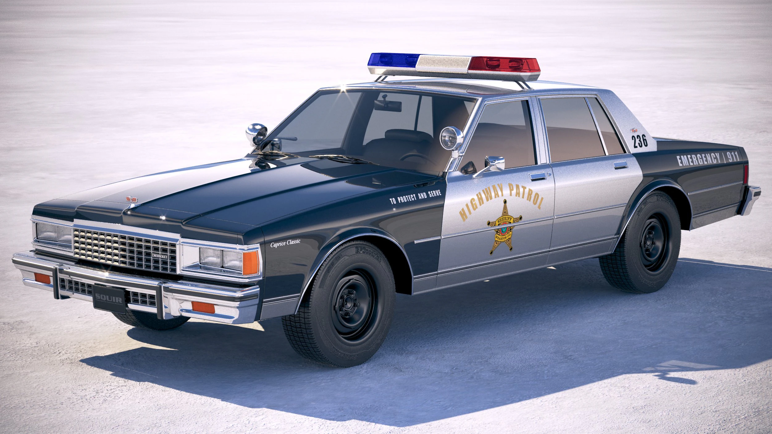Chevrolet Caprice Police Car 1978 3D Model .c4d .max .obj .3ds .fbx .stl .blend 