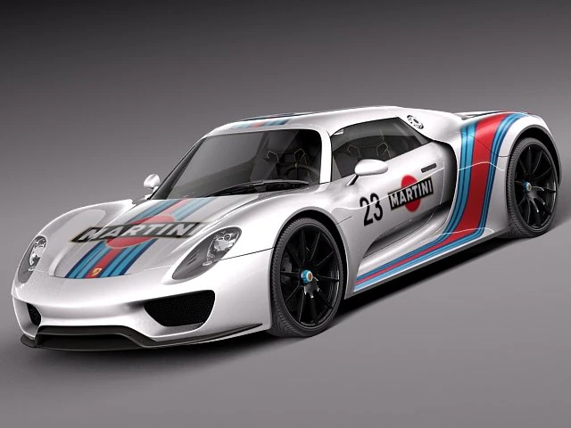 Porsche 918 Spyder Martini 2013 3D Model .c4d .max .obj .3ds .fbx .stl .blend 