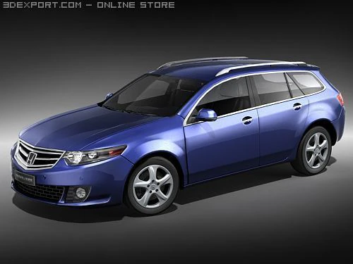 Honda Accord - Acura TSX tourer 2009 midpoly 3D Model .c4d .max .obj .3ds .fbx .stl .blend 