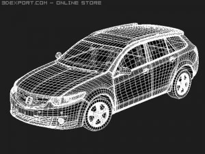 Honda Accord - Acura TSX tourer 2009 midpoly 3D Model