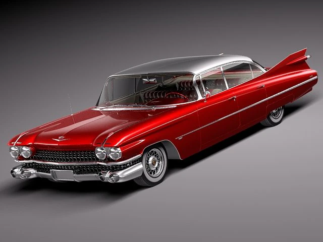 Cadillac 1959 Sedan Hardtop 3D Model .c4d .max .obj .3ds .fbx .stl .blend 