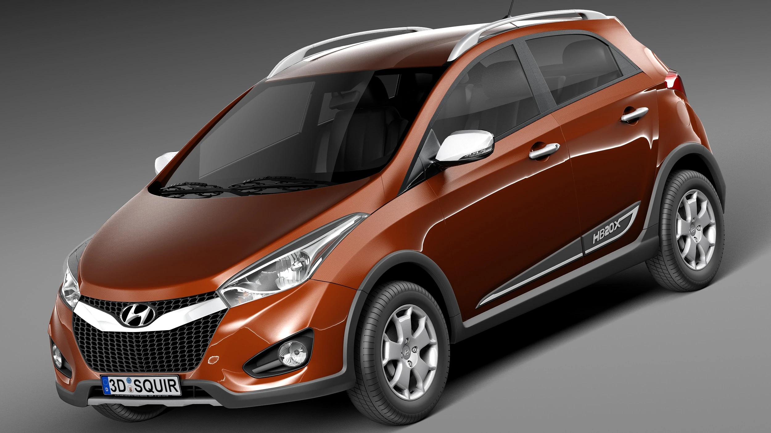 Hyundai HB20X 2013 3D Model .c4d .max .obj .3ds .fbx .stl .blend