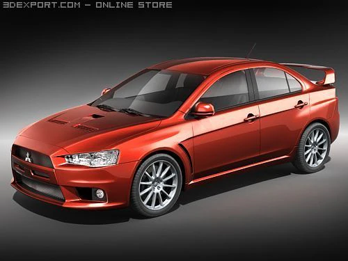 Mitsubishi Lancer Evo X midpoly 3D Model .c4d .max .obj .3ds .fbx .stl .blend