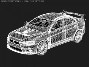 Mitsubishi Lancer Evo X midpoly 3Dモデル