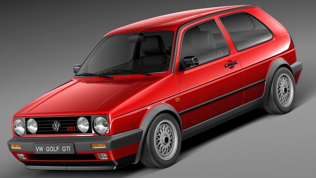 Volkswagen Golf GTI mk2 1983-1992 Modèle 3D .c4d .max .obj .3ds .fbx .stl .blend