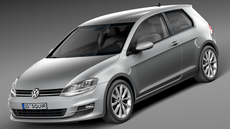 Volkswagen Golf VII 3-door 2013 3D Модель .c4d .max .obj .3ds .fbx .stl .blend
