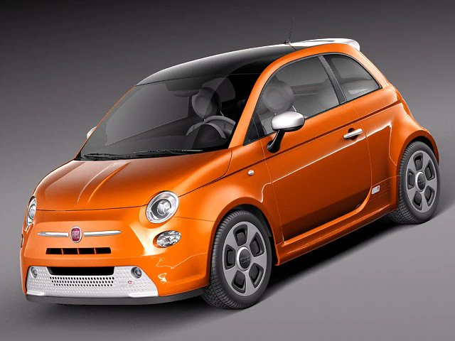 Fiat 500e 2014 3D Model .c4d .max .obj .3ds .fbx .stl .blend 