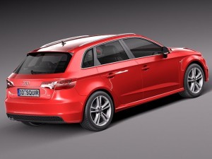 Audi A3 5door Sline 2014 Modello 3D